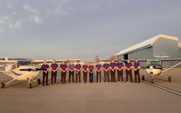 Photo of K-State Salina's Flight Team. Competitive student team challenges other flight schools around the country. 